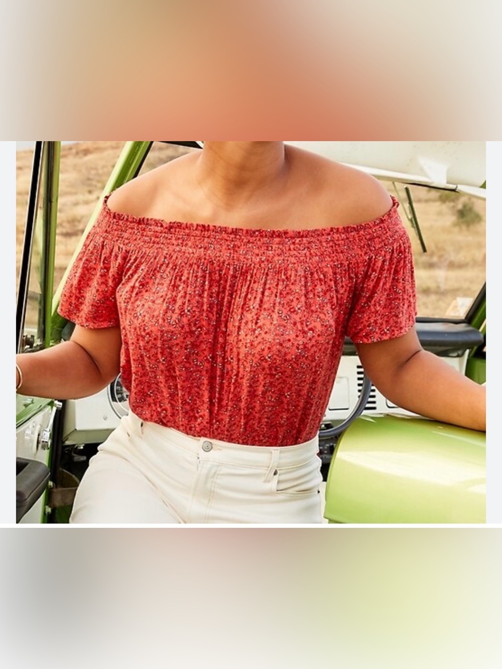 Old navy Off-Shoulder Red Floral Smocked Top